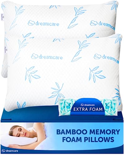 Bamboo Pillow, Cooling Pillow - Pillows Queen Size Set of 2 - Memory Foam Pillows Hypoallergenic Pillow - Cooling Pillows for Sleeping - Memory Foam Pillows 2 Pack - Cooling Memory Foam Pillow (Queen)